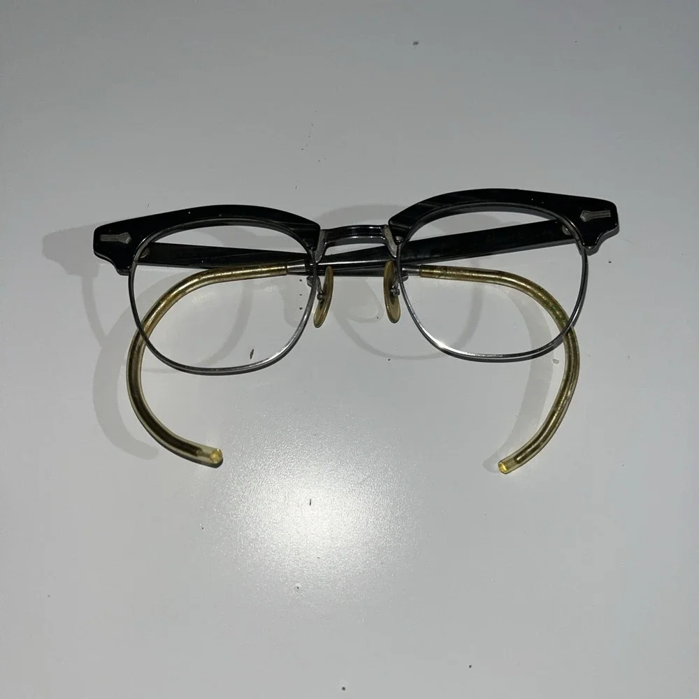 Shuron 6 1/2 Vtg 12k GF 46 Browline‎ Eyeglass Frames Retro 22 M/M Cable Temple